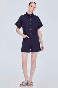 Short Button Down Jumpsuit