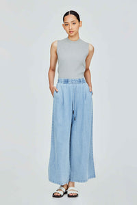 Elasticated Denim Wide Leg Pants