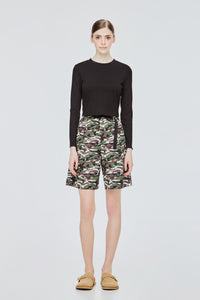 Camo Buckle Relaxed Shorts