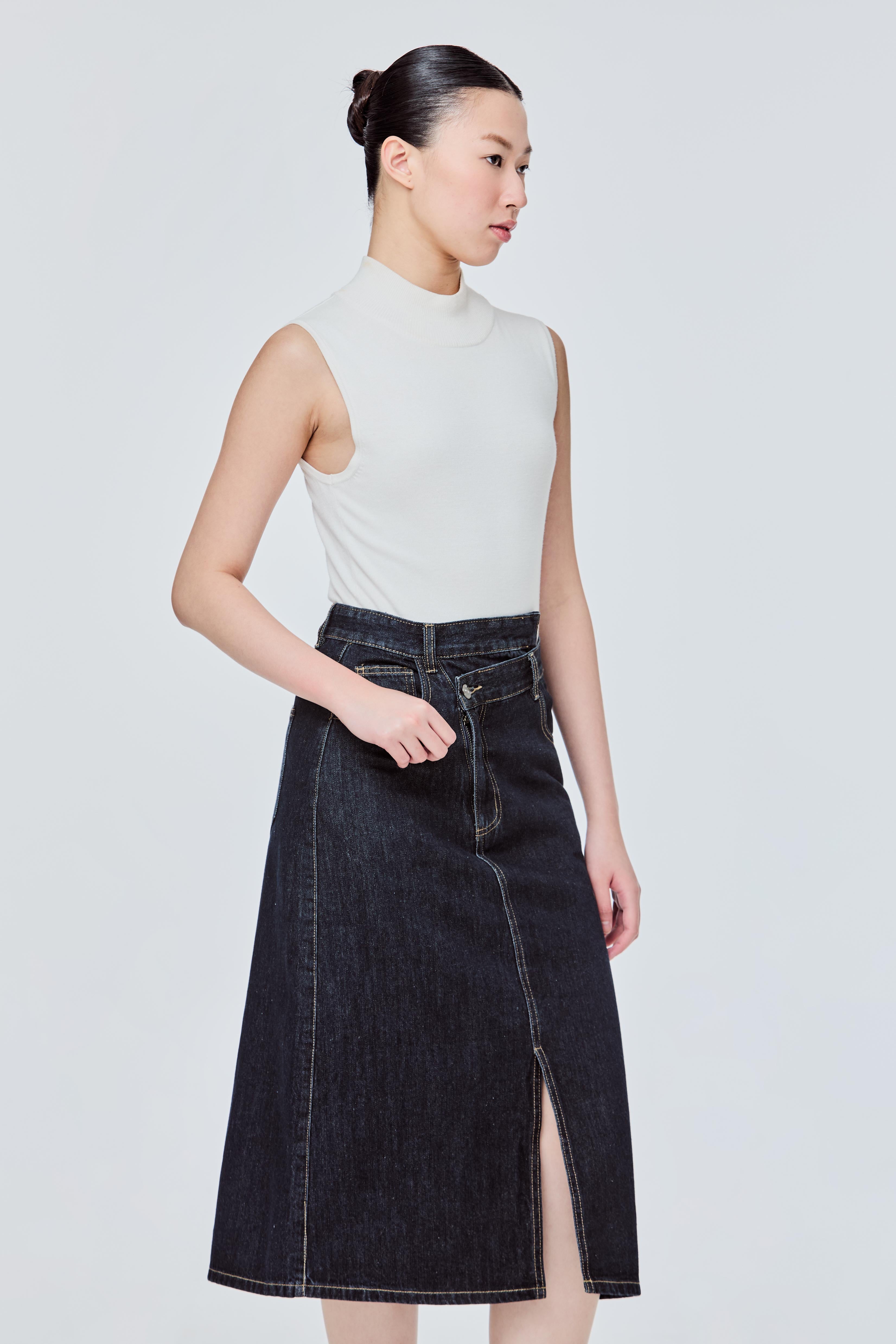 Mid-Rise Deconstructed Mini Skirt