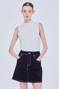 Embroidered Denim Skirt
