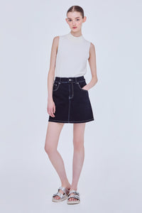 Embroidered Denim Skirt