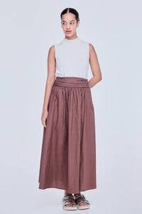 Gathered Maxi Flare Skirt