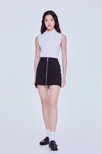 Metal Zip Mini Skirt