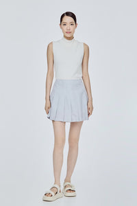 Oxford Pleated Mini Skirt