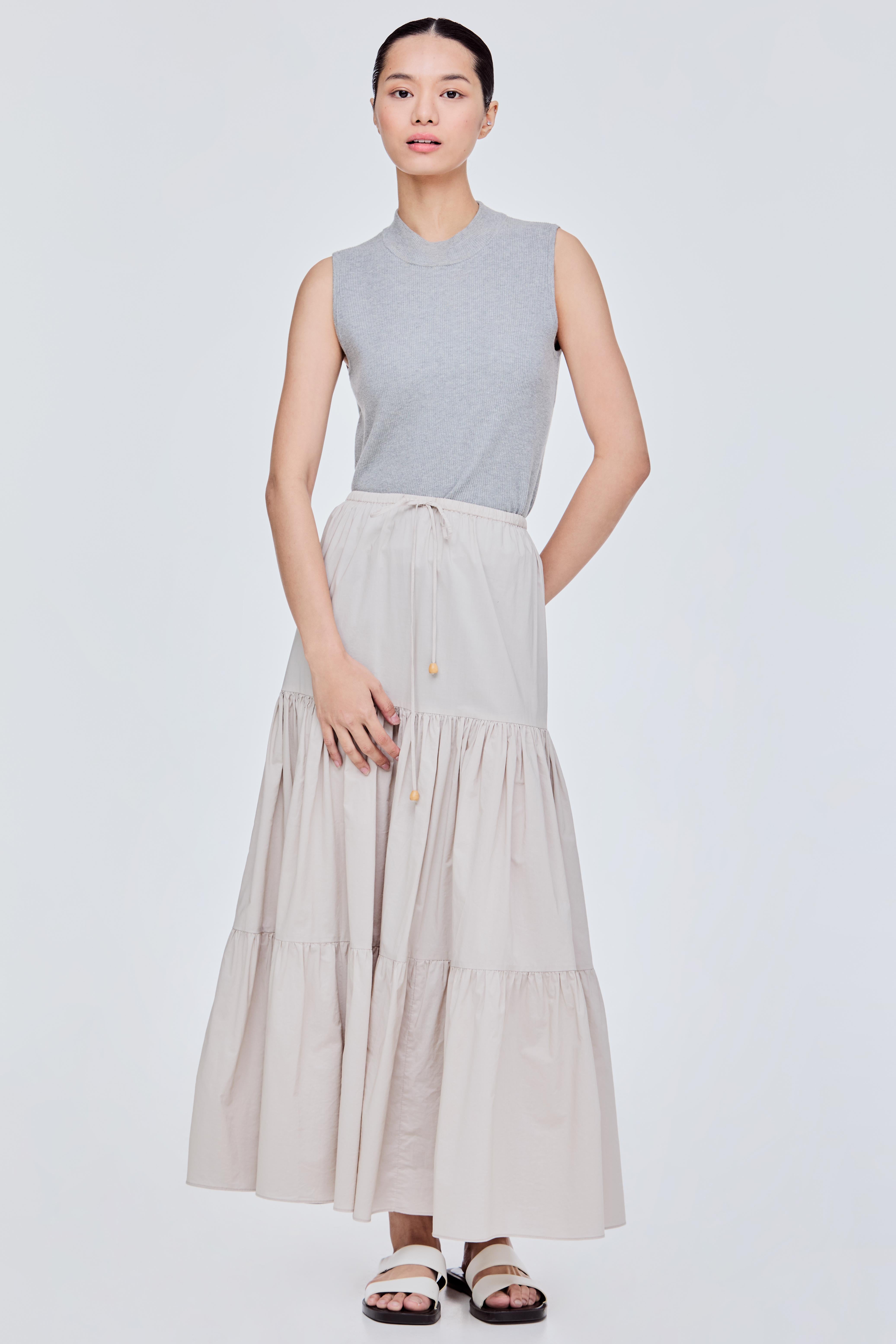 Stone Wash Tiered Skirt