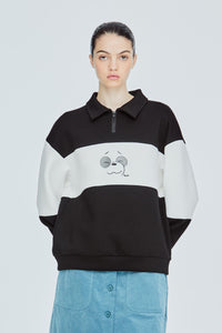 Colour Block Collared Rugby Sweatshirt
