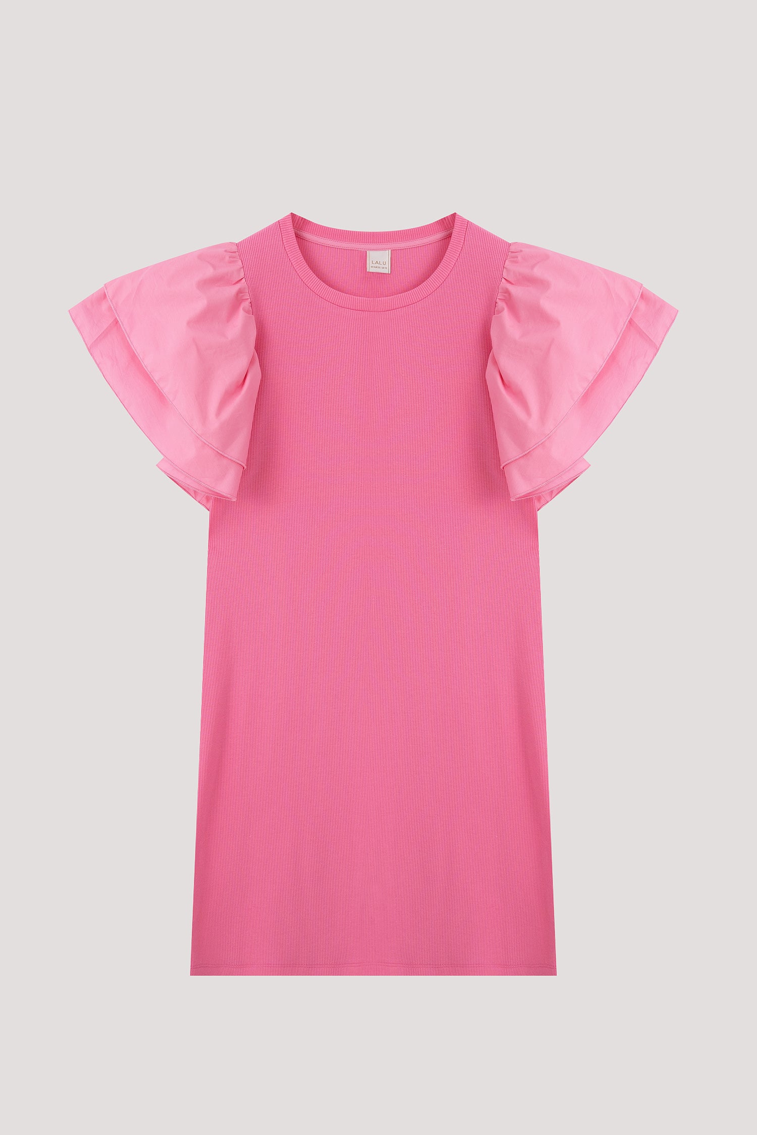 Contrast Fabric Ruffle Dress
