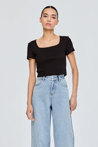 Square Neck Rib Crop Top