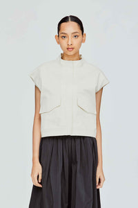Cropped Utilitarian Leather Vest