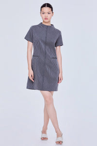 Stripes Mock Neck Mini Dress