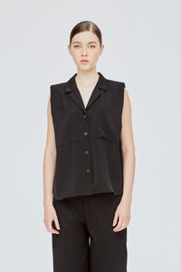 Notched Lapel Vest Blouse