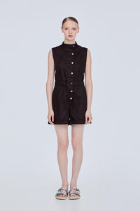 High Neck Buttoned Romper