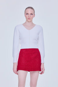 Fluffy Pearl Embellished Knit Top