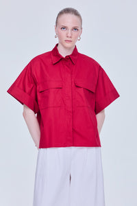 Pocketed Boxy Shirt Top