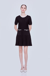 Pleated Mini Knit Dress