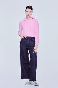 Hooded Crop Knit Top