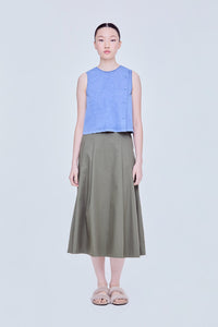 Diagonal Button Denim Tank Top