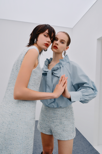 Cropped Ruffled Neck Blouse