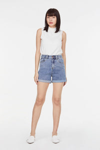 10009 High Waisted Denim Shorts Denim Blue