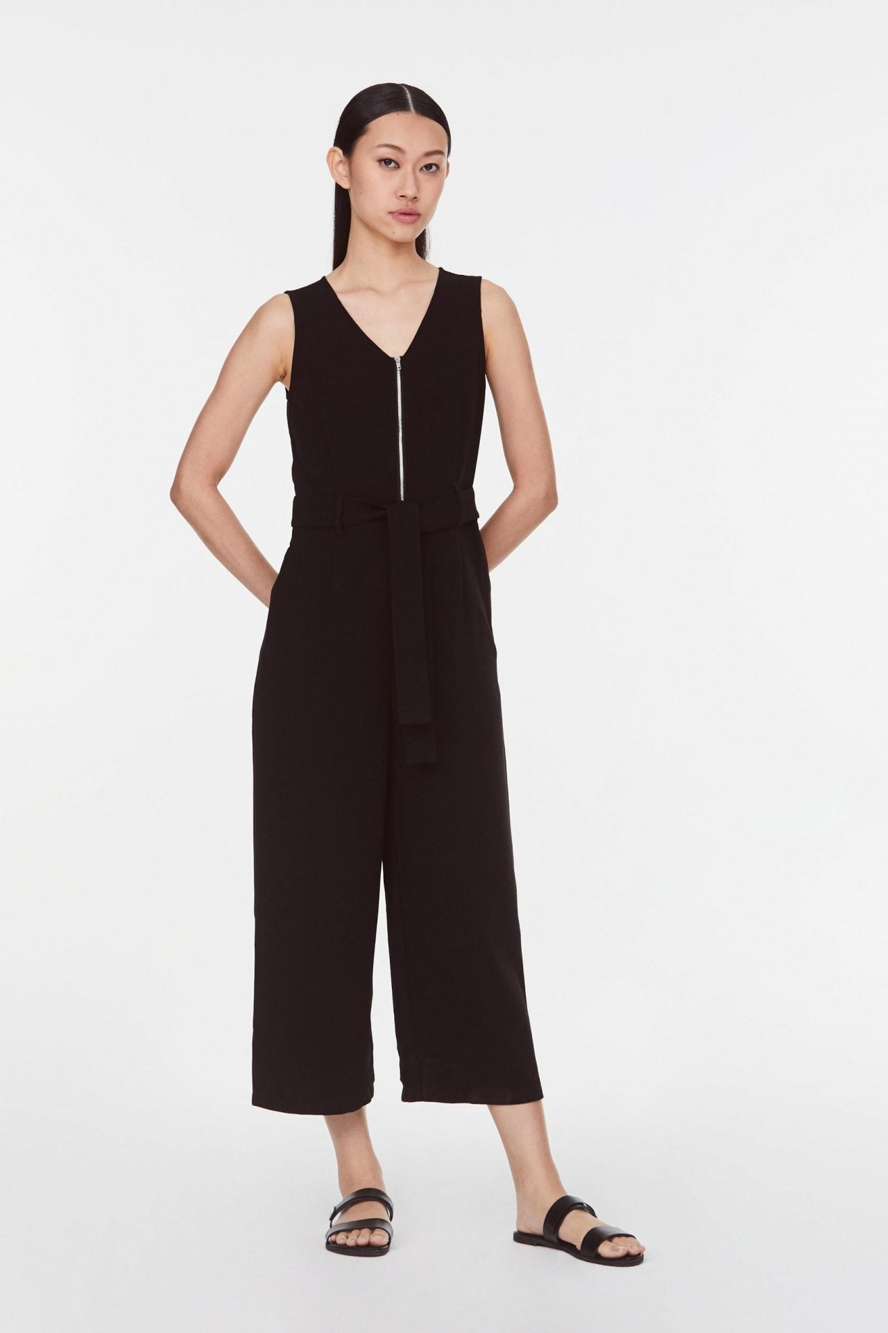 10023 BLACK ZIPPED JUMOSUIT