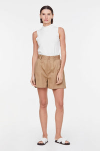 10080 KHAKI ELASTICATED PLEATED SHORTS