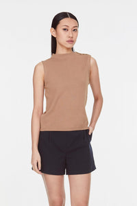 10087 KHAKI SHOULDER BUTTON KNIT