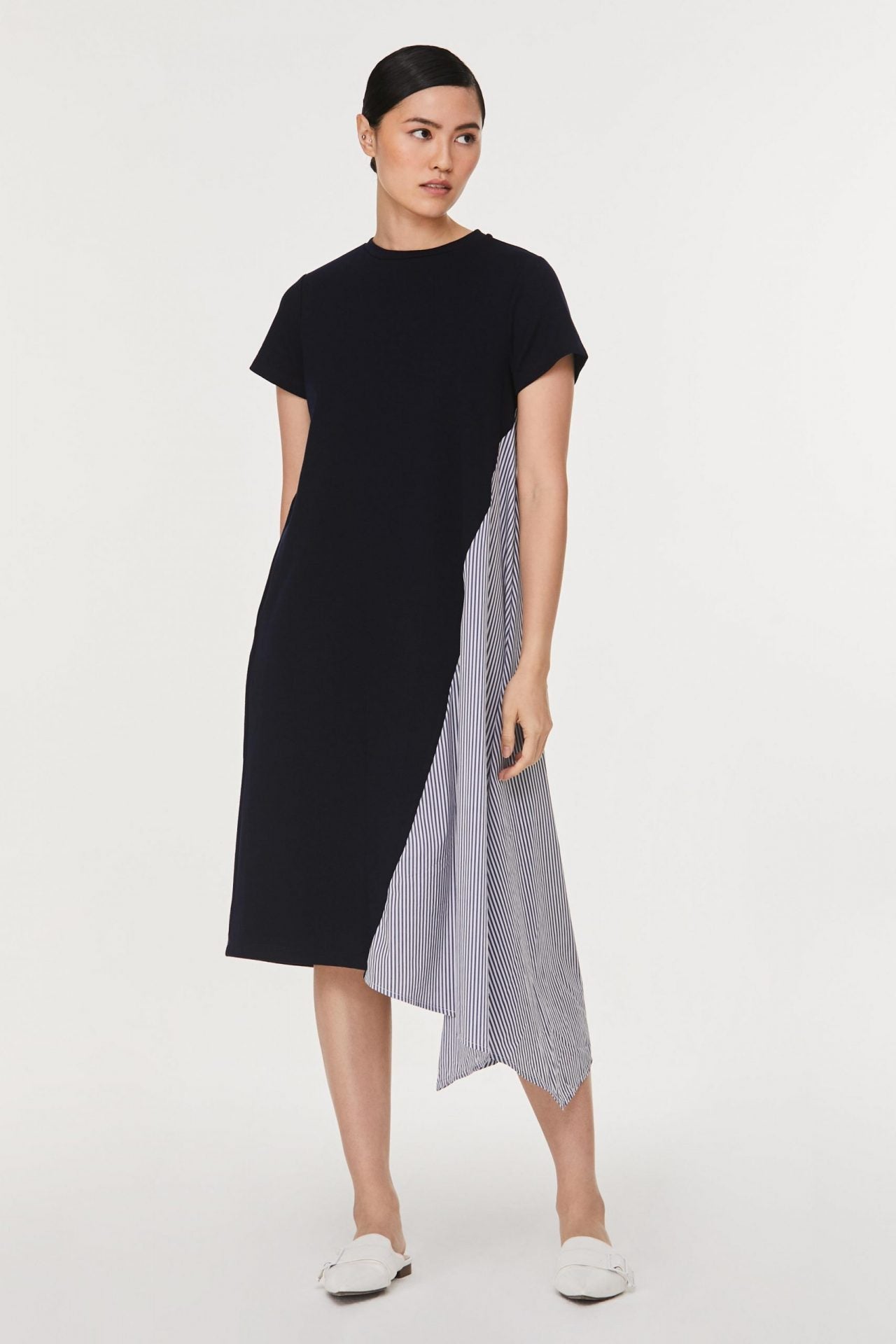 10147 NAVY ASYMMETRICAL DRESS