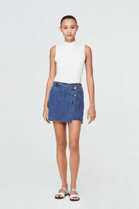 10235 DENIM BLUE FRONT OVERLAP PANEL SKORTS