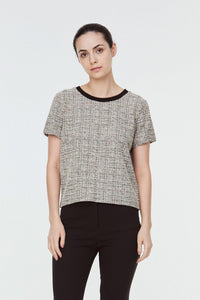 10249 TWEED BOXY BLOUSE KHAKI