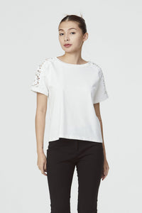 10326 Cream EMBROIDERED SLEEVE BLOUSE