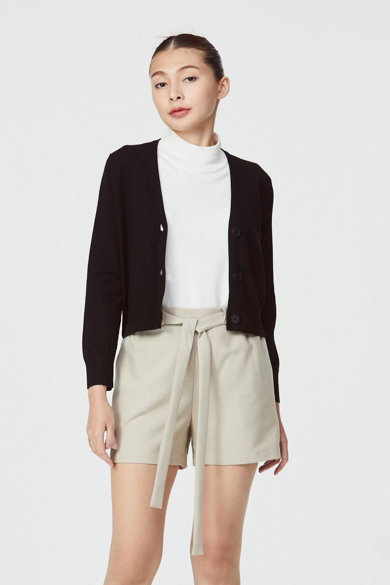 10346 V-NECK KNITTED CARDIGAN BLACK