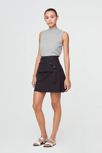 10451 NAVY PLEATED PANEL SKIRT