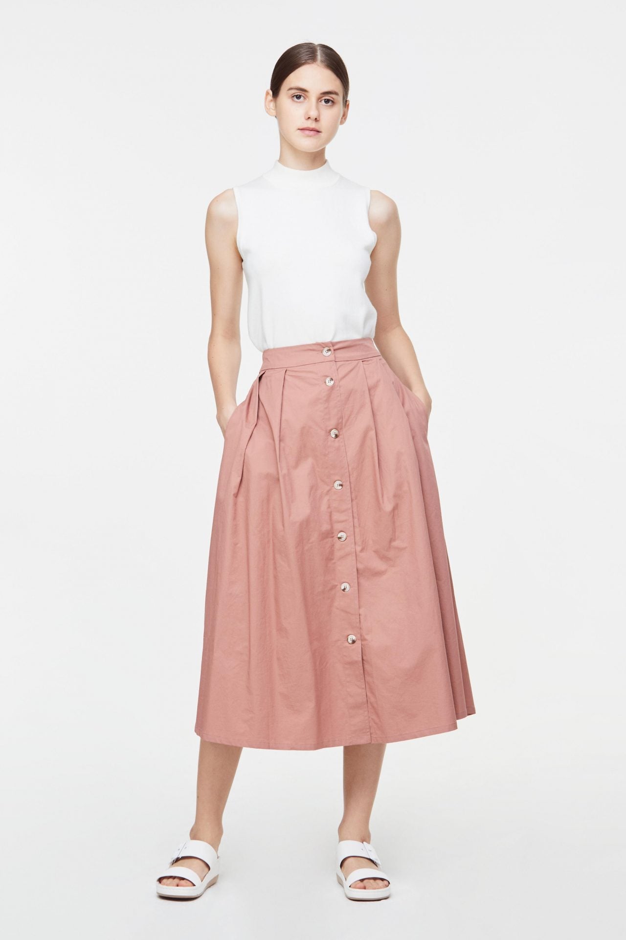 Button down outlet a line skirt