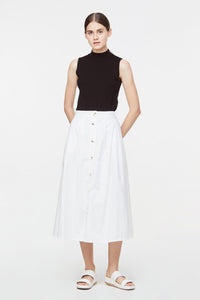 10481 BUTTON DOWN A-LINE SKIRT CREAM