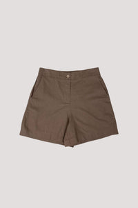 10483 ELASTICATED BACK SHORTS BROWN FRONT