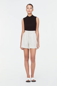 10485 Elasticated Smocked Waist Shorts Sand