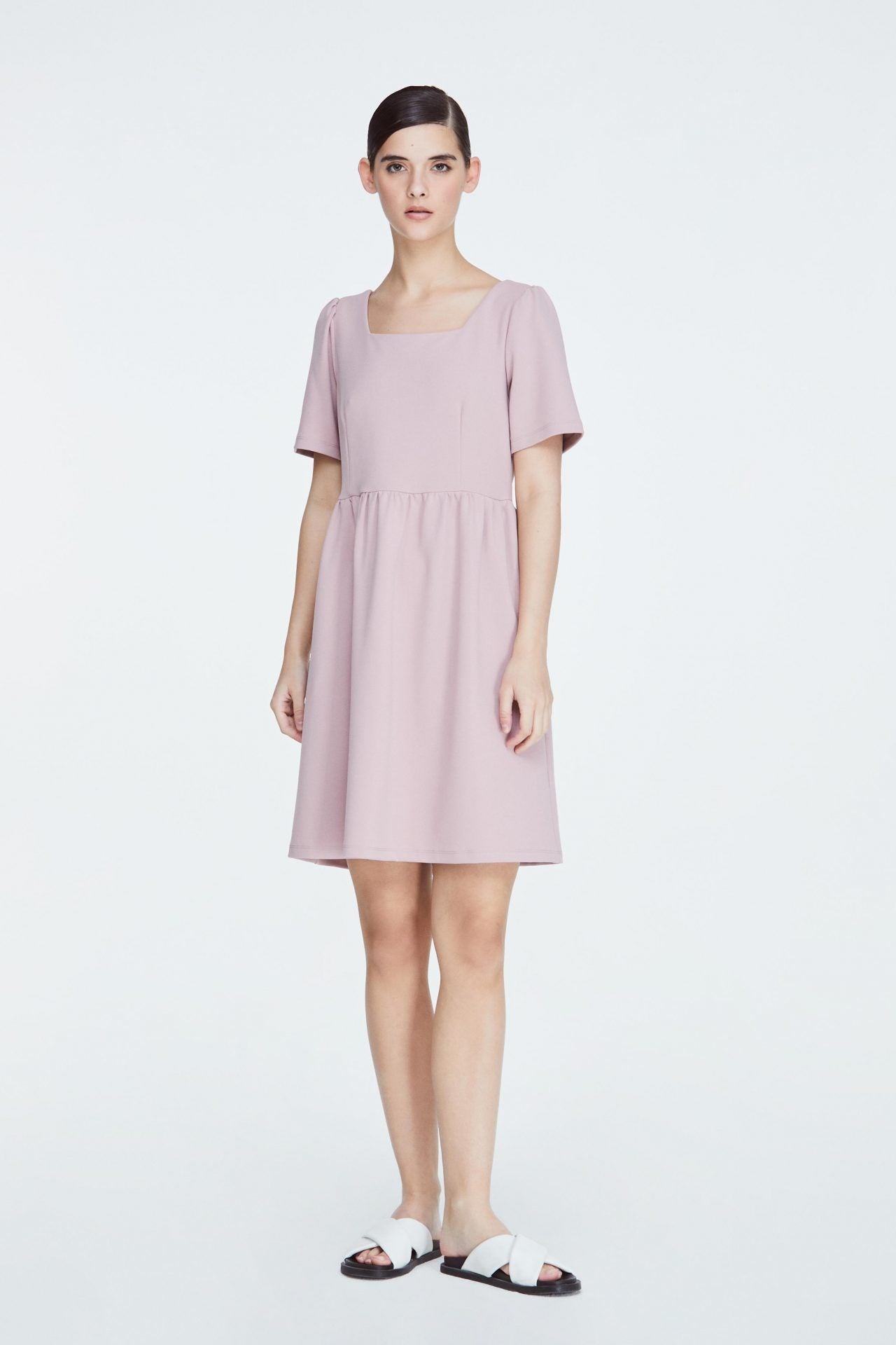 10511 DUSK PINK SQUARE NECKLINE DRESS