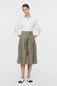 10682 OLIVE PLEATED FLARE SKIRTS