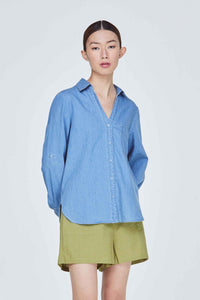 10718 DENIM BLUE LONG SLEEVE TOP