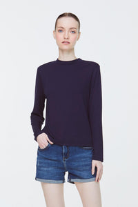 10723 Navy High Neck Basic Top