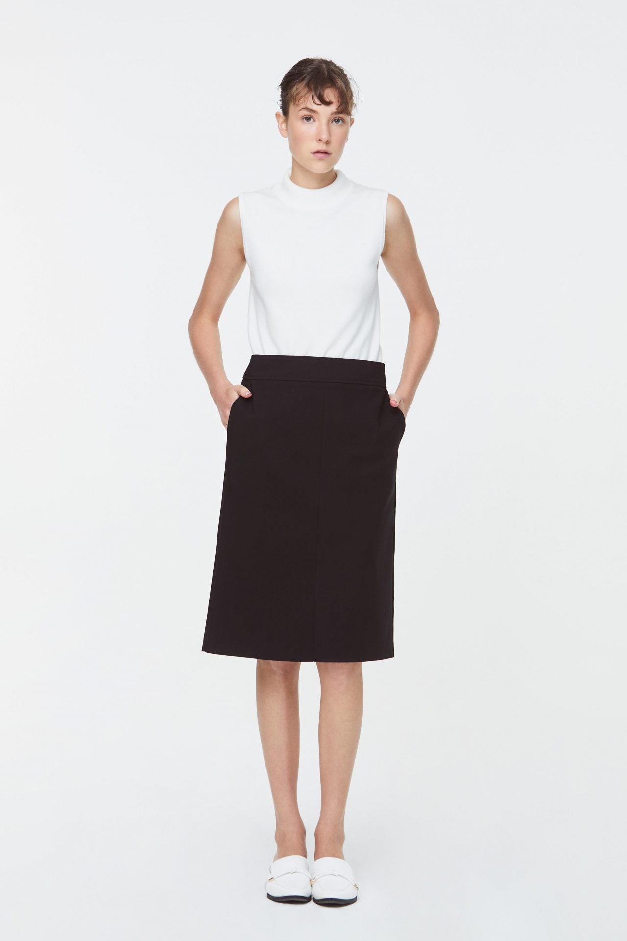 10769 Black Midi Pencil Skirt