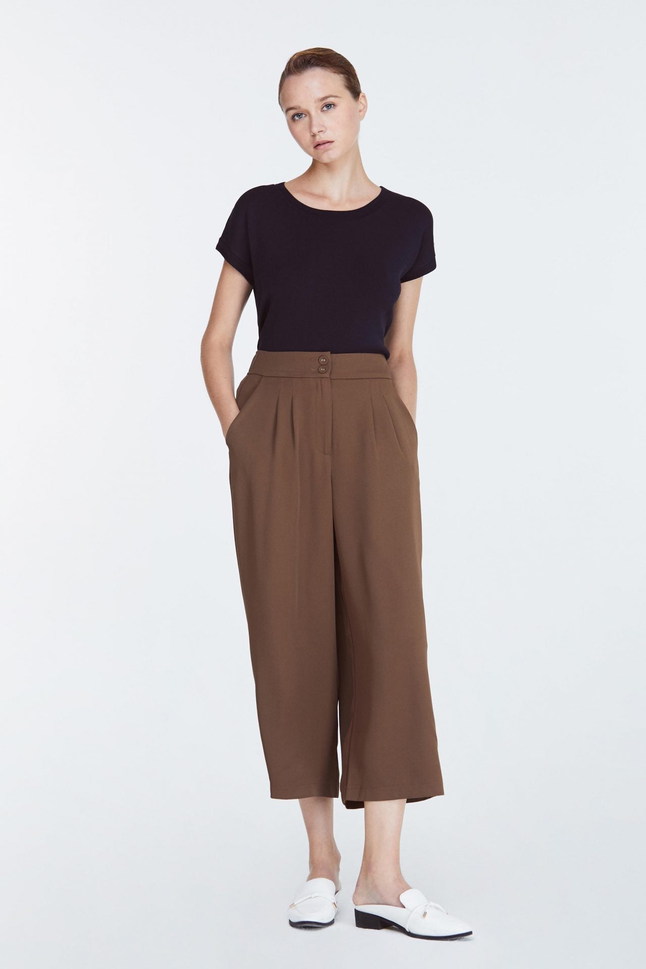 10819 BROWN FLARE CUT CULOTTES