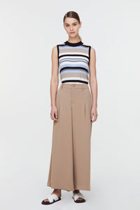 10829 KHAKI BUTTONED FLARE PANTS