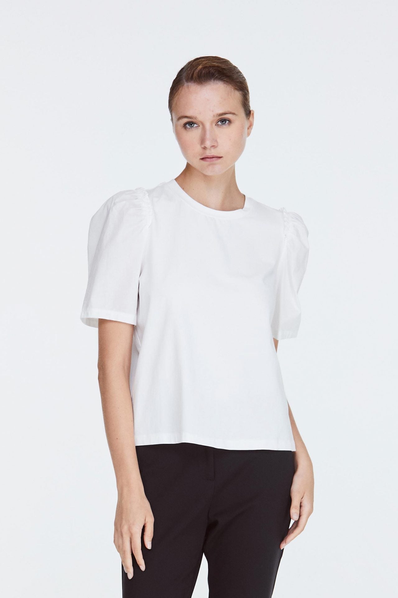 10852 CREAM RUFFLED TEE BLOUSE 1