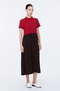 10900 DARK RED CONTRAST FABRIC DRESS