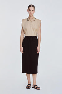 10908 BLACK BASIC MIDI A-LINE SKIRT