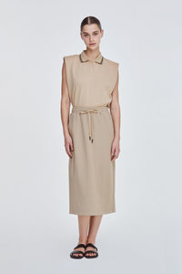 10908 KHAKI BASIC MIDI A-LINE SKIRT
