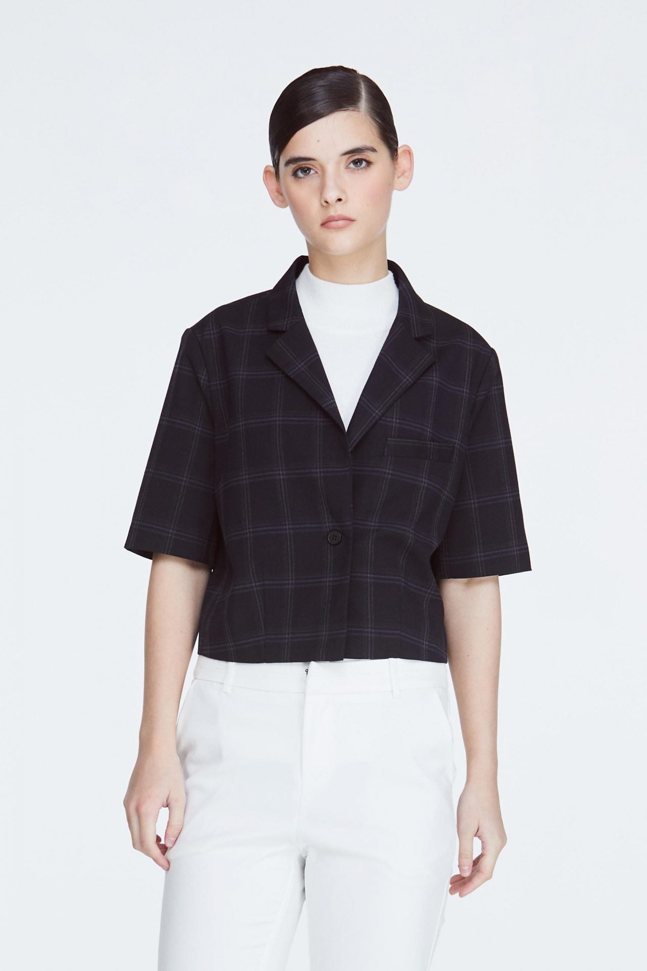 10962 NAVY BOXY CROP BLAZER
