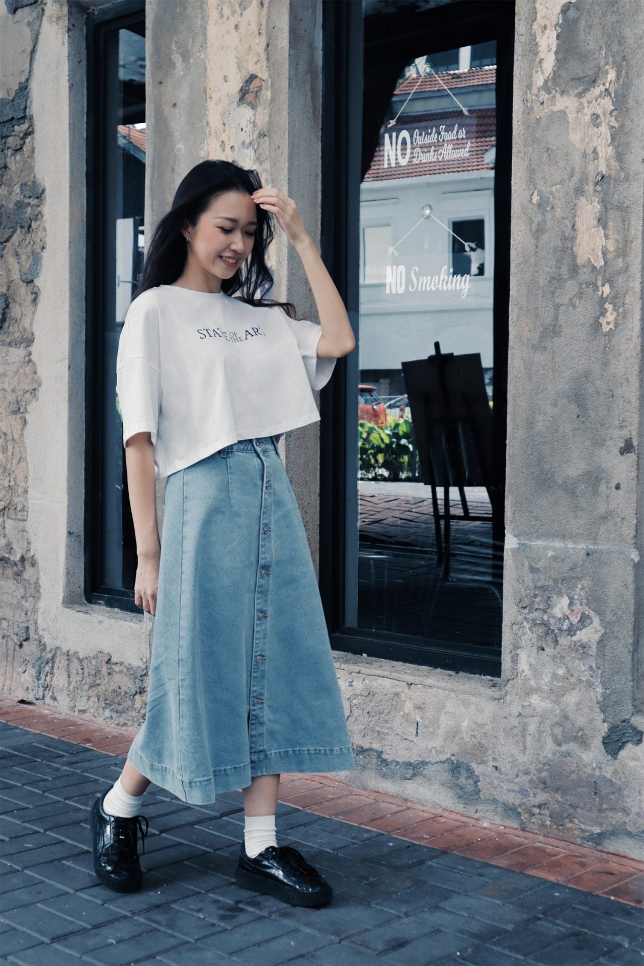 Button Down Denim Skirt